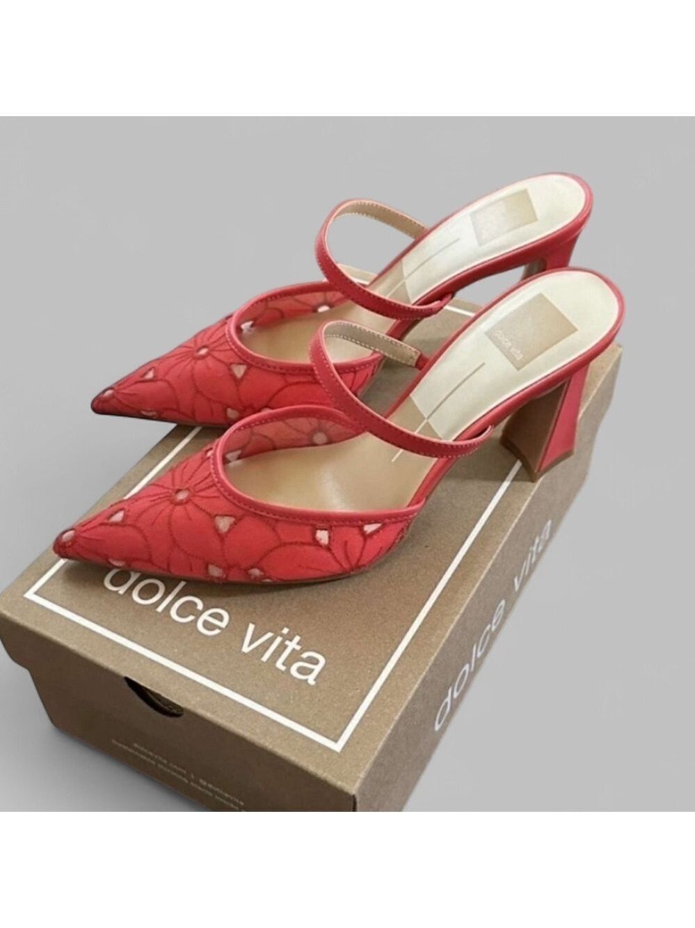 DOLCE VITA-Nalini Floral heels. 7.5- Coral Brand New - Picture 2 of 15